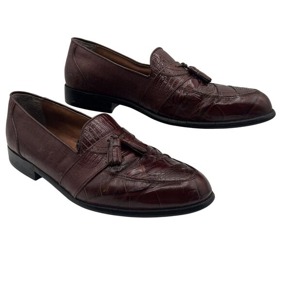 Stacy Adams Mens 11M Genuine Snake Leather Tassel Loafers Slip On Timeless Retro - Picture 2 of 15